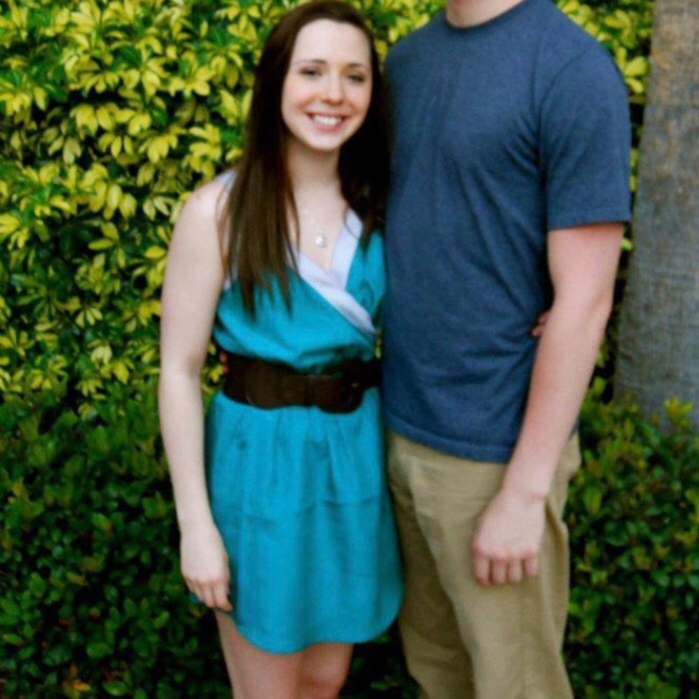Worn once teal and grey dress